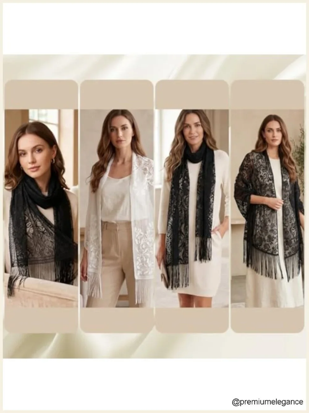 Lace Shawl 2 Pack Sheer Evening Scarf with Fringe for Women